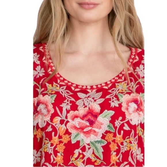 Johnny Was Cedella Embroidered Scalloped Hem Blouse - Picture 13 of 13
